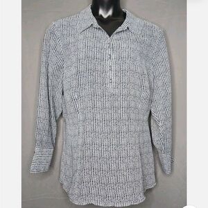 Women's Black and White Button Down Shirt